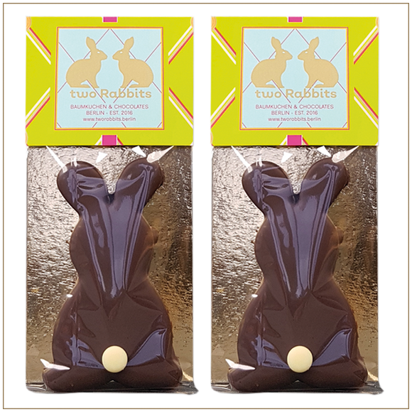Osterhase im Doppelpack aus bestem Marzipan handgetaucht in 70% Edelbitter Schokolade - 2x 95g